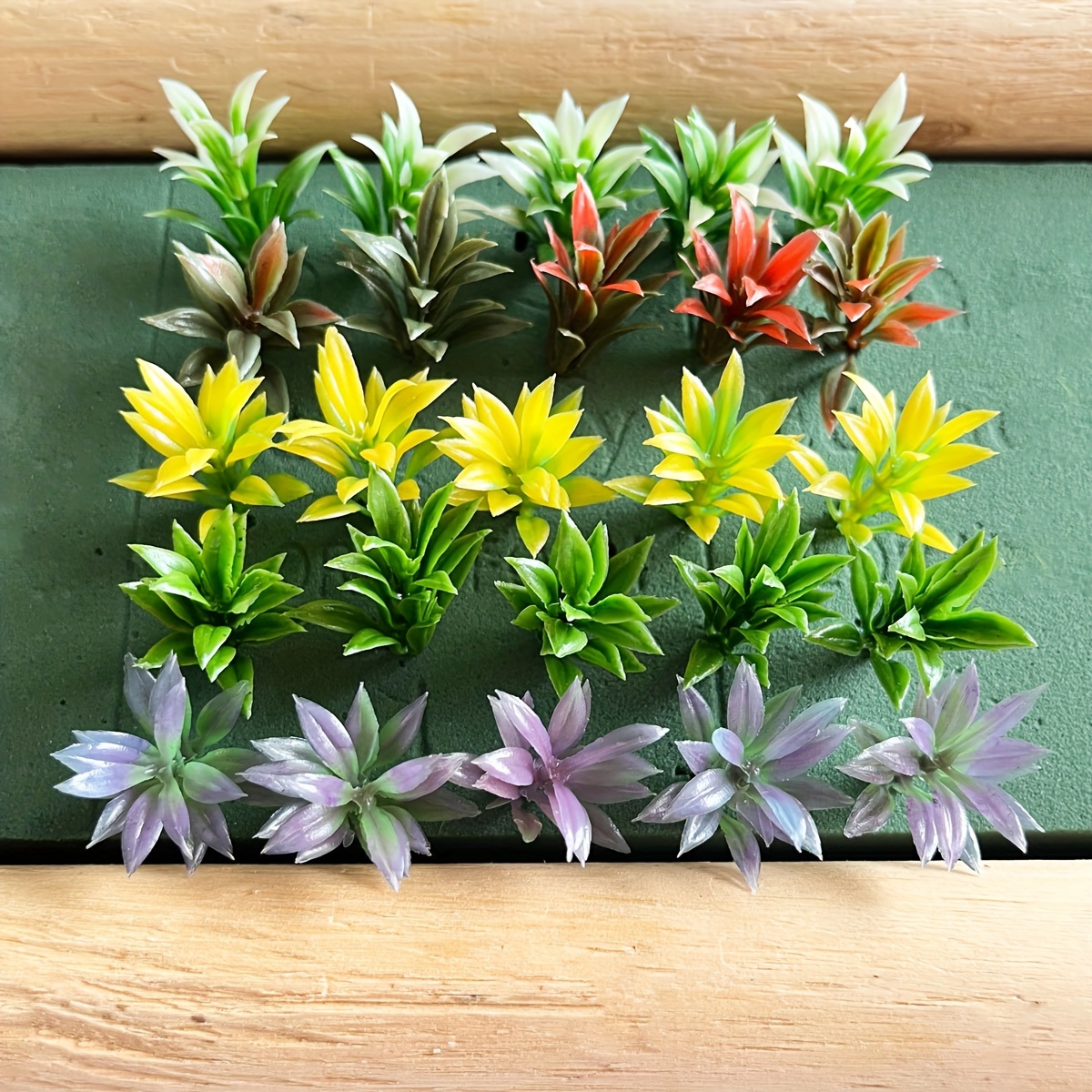 Image of 25pcs Mini Model Plants, 5 Colors Flowering Plants Railway Park Architecture Ornament Scenery Railroad Layout Scene Decoration, Height 4cm/1.57inch