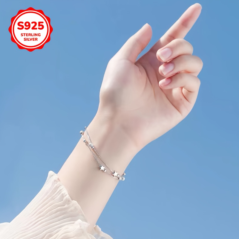 Sterling Silver Double Layer Star Bracelet