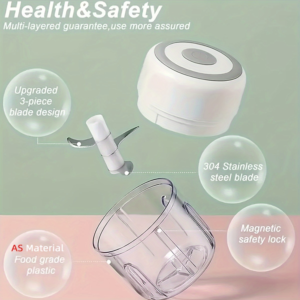 1pc Electric Garlic Chopper, Mini Portable Veggie Chopper, 250ml Garlic Grinder Masher Onion Chopper, Blender to Vegetable, Wireless Food Processor for Ginger, Chili, Fruit, Meat, etc