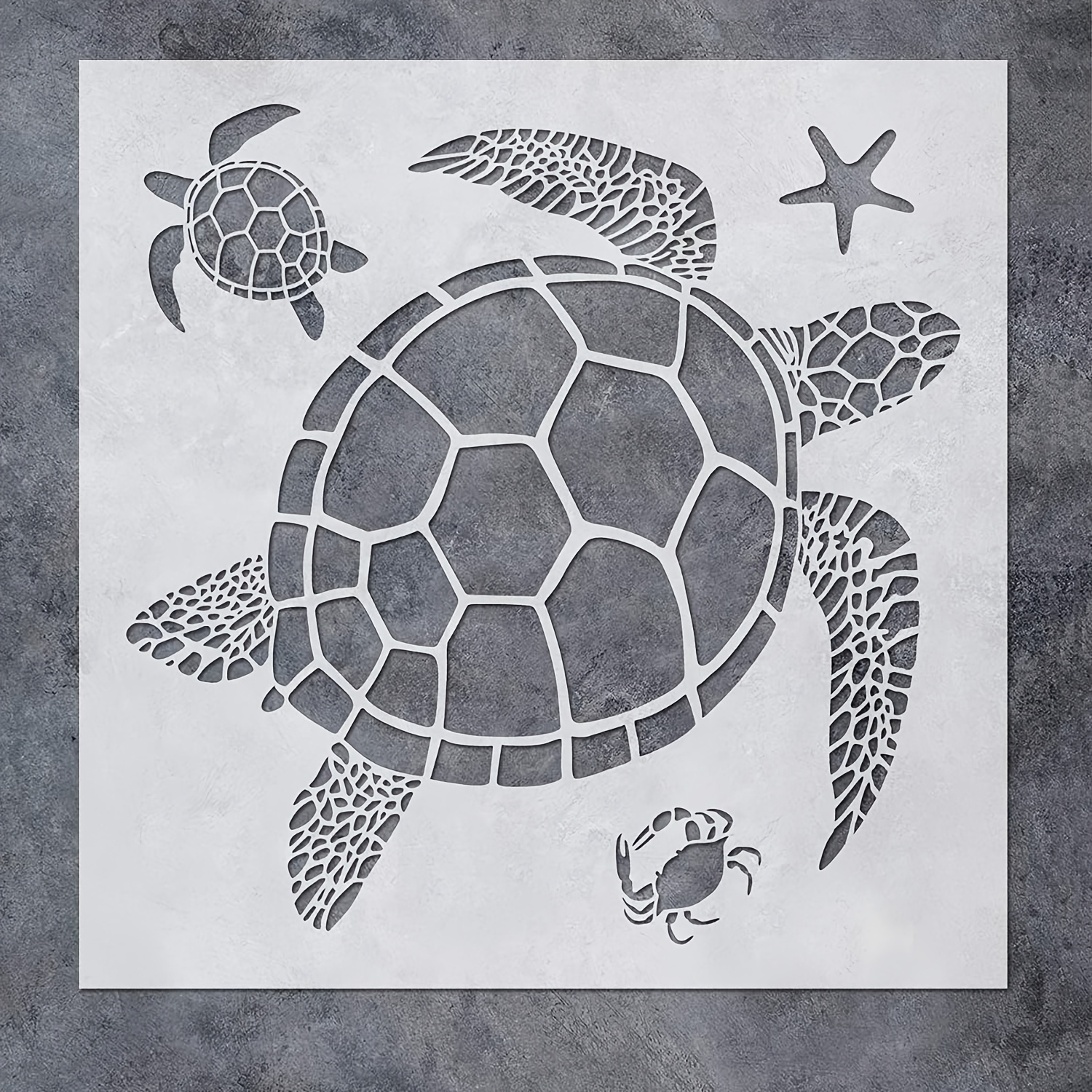 

1pc Large Sea Turtle Stencil, 12x12 Inch Ocean Animal Template For Diy Painting On Wood, Wall, Canvas, Fabric, Furniture, Rocks, Glass - Plastic Beach Theme Crafting Tool