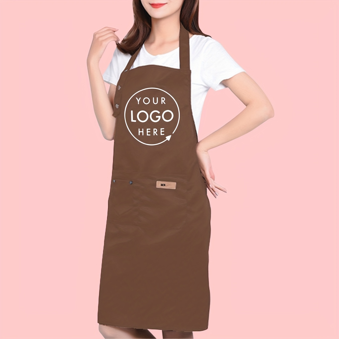 TEMU Customizable Apron With Logo And Signature - Durable Polyester Blend, Adjustable Neck And Waist, Perfect For And Baking Enthusiasts, Kitchen