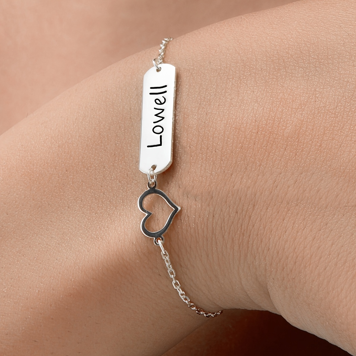 Personalized Engraved Heart Bracelet, Friendship Knot Gift