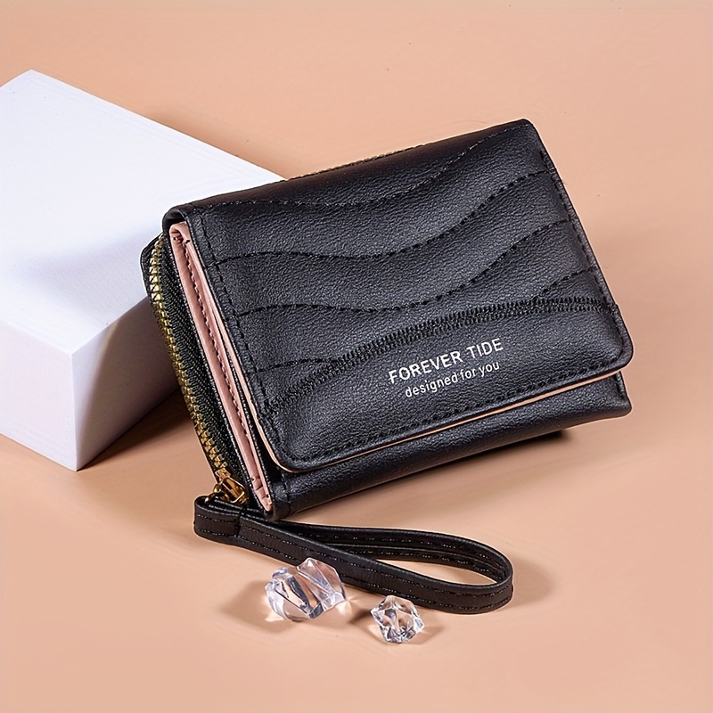 

2024 New Quilted Pattern Short Wallet, Clutch Solid Color Coin Purse, Trendy Credit Card Holder