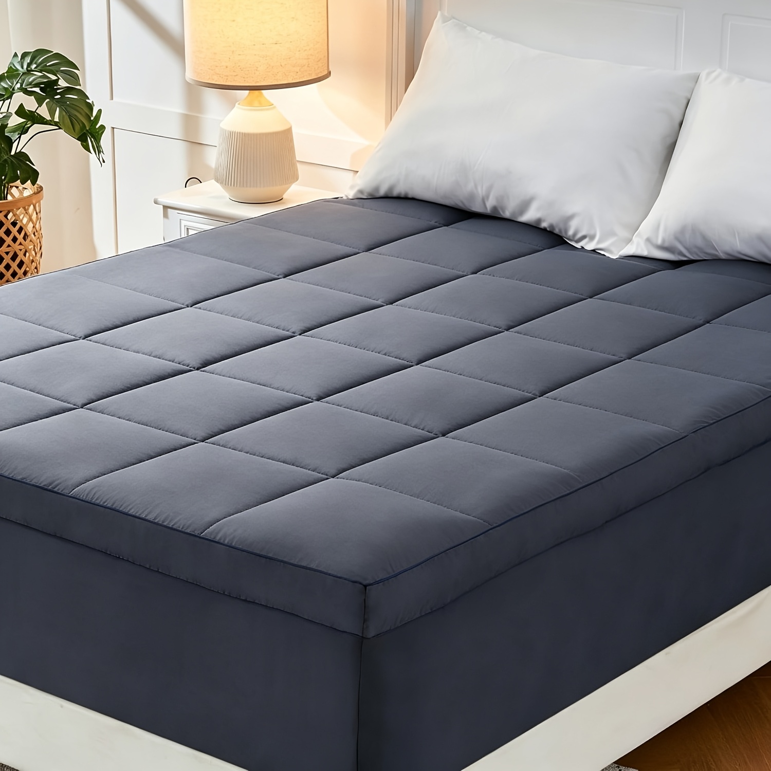 Soft Mattress Pad, Cooling Pillow Top Mattress Topper, Firm Cool Mattress Pad Cover With 8-21 Inch Elasticated Deep Pockets, Plush Fill Mattress Protector