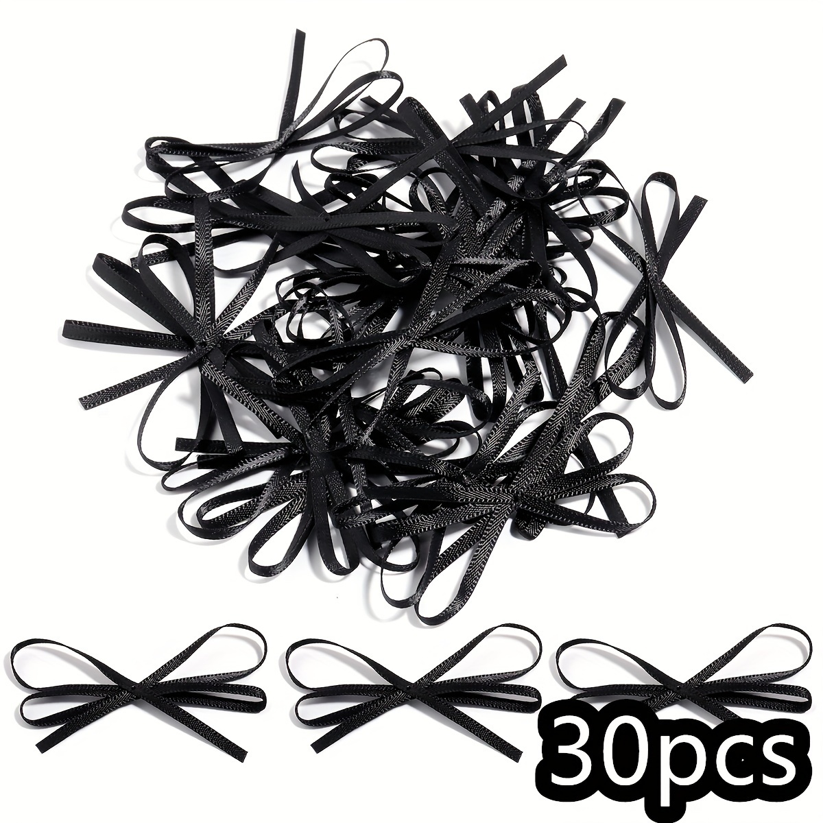 30pcs/pack Random Color Polyester Hand-tied Double Ear Bow, Double-layer Bow, Hair Additions, Jewelry Making Additions, Gift Packaging Bouquet Greeting Card Decoration