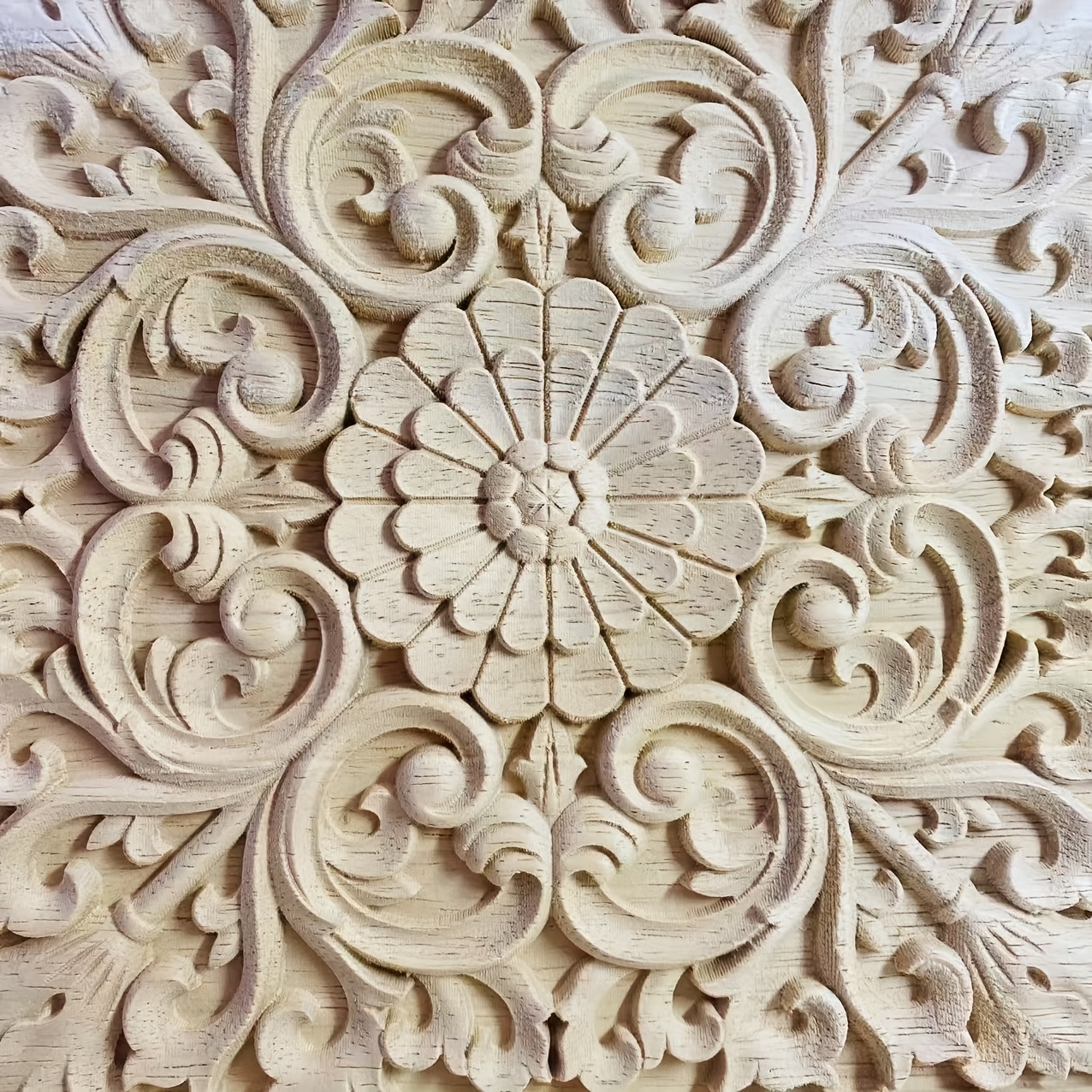 トな二重ペタルの花の彫刻木製プレート 複雑な3d立体デザインの vines