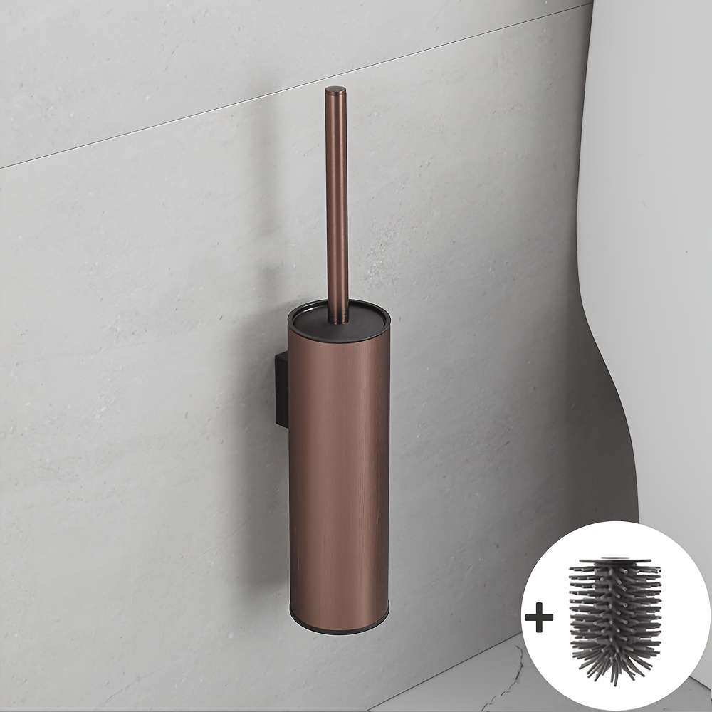 TEMU Golden Wall-mounted Toilet Brush Handle Soft Brush Head Does Not Hurt The Glaze Hard Brush Head Easy To Color Color Black White Toilet Cleaning