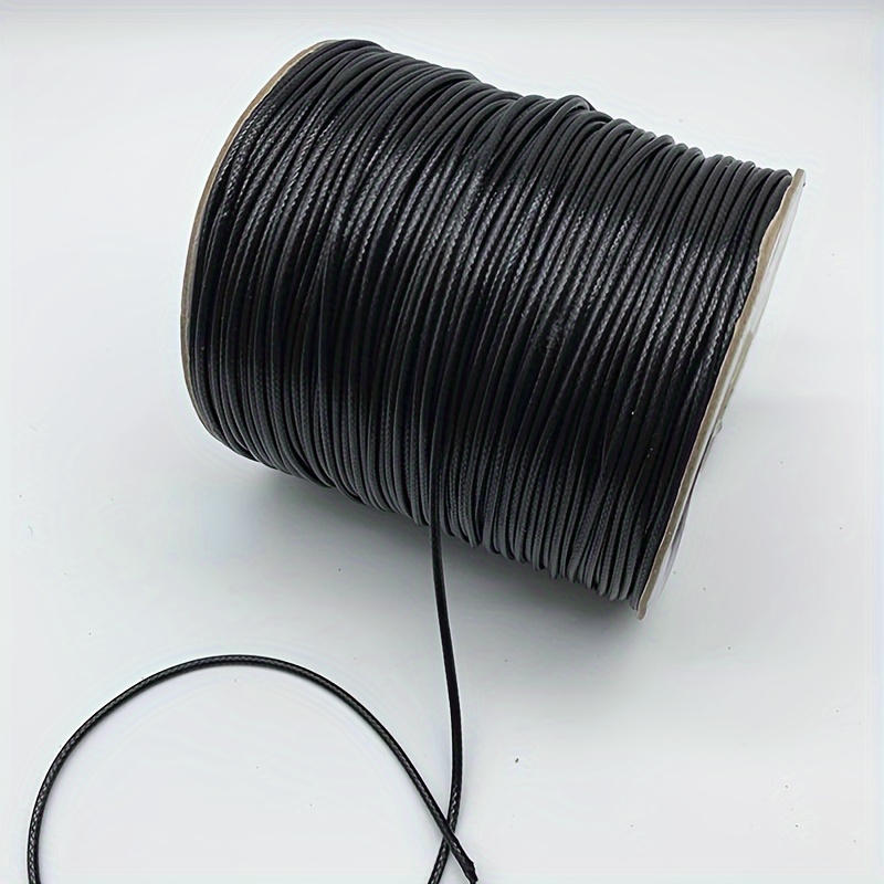

1pc Black Waxed Cotton Cord For Jewelry Making, 0.5/0.8/1/1.5/2mm Thickness, Durable Waxed Thread String Strap Necklace Rope, Bulk Spool, Diy Craft Supplies