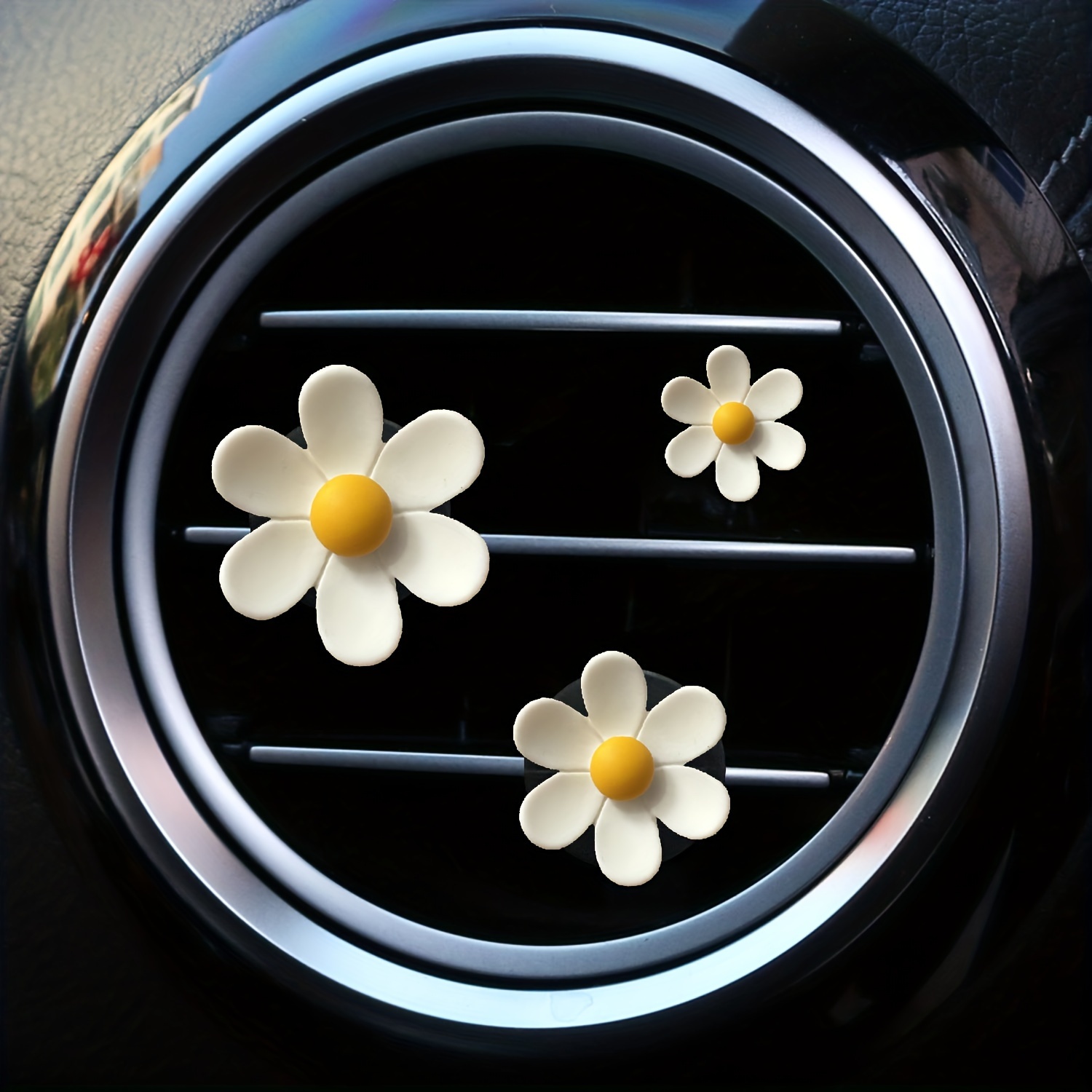 item picture 3pcs cute pink flower car air freshener decoration for women colorful fresh flower car air conditioning aromatherapy clip