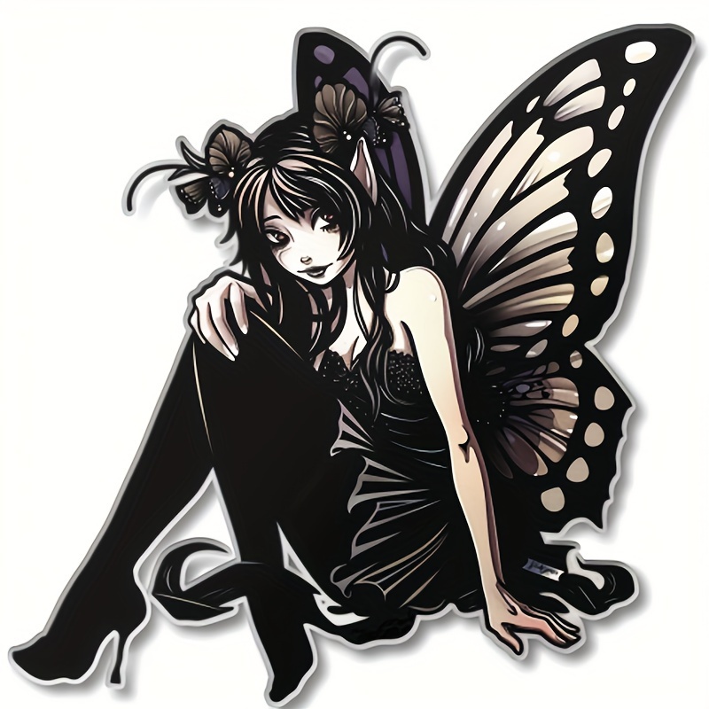 

Butterfly Fairy Girl Pvc Decal - Durable Waterproof Vinyl Car Sticker, Realistic Cute Automotive Window Decal For Cars, Motorcycles, Tablets, Long-lasting Scratch Cover Sticker