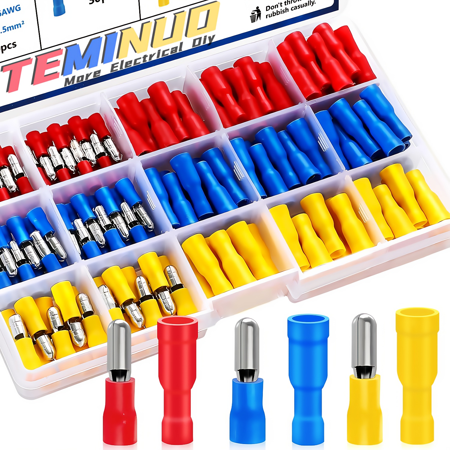 1200-teiliges Crimpklemmen-Set - Isolierte Kabelverbinder In Verschiedenen Größen & Farben