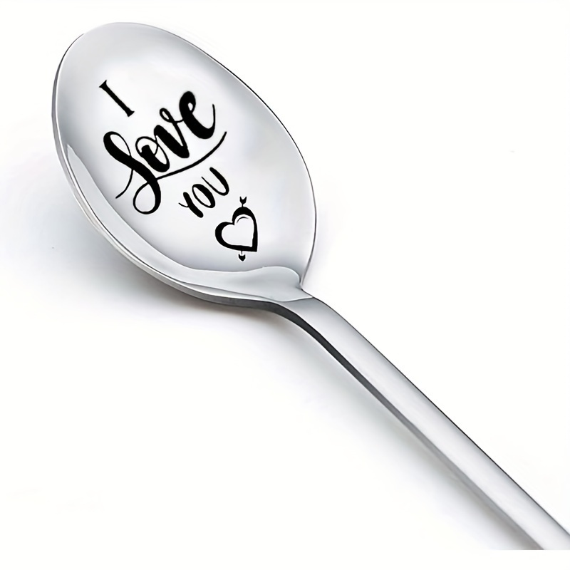 

Love You Spoon - Stainless Steel, Perfect For Couples, Birthdays, Anniversaries, Christmas, Coffee Lovers, Best Friends - Engraved, 19.3cm/7.59in