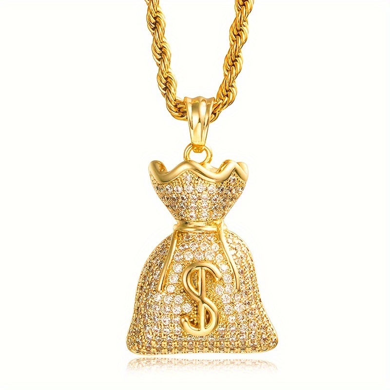 

Hip Hop Men' Bag Pendant Copper Pendant Necklace