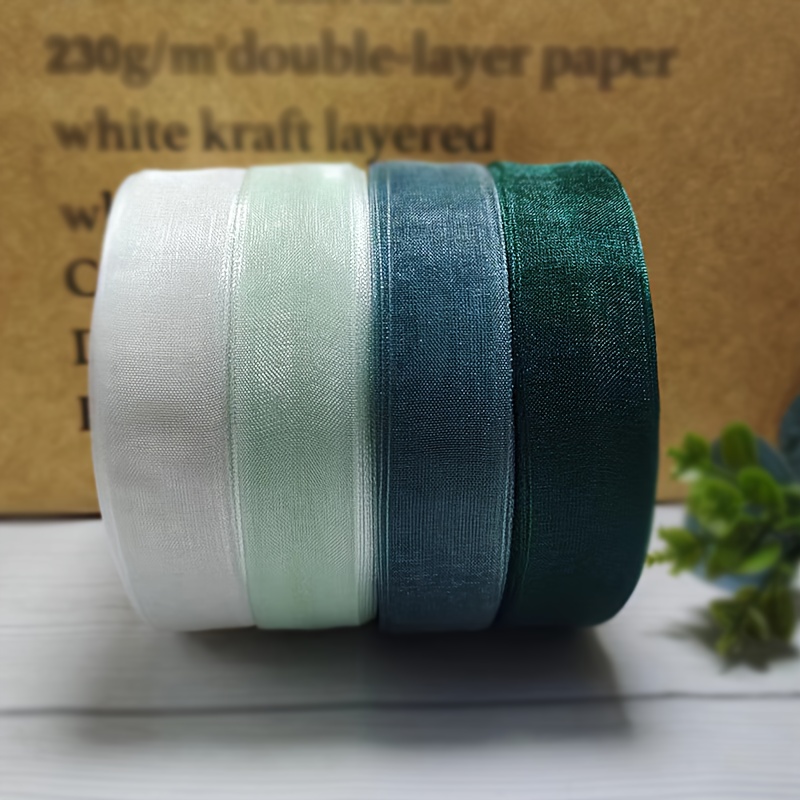 

4 Rolls 2cm Sheer Chiffon Ribbon Organza Satin Transparent Ribbon Set – Series