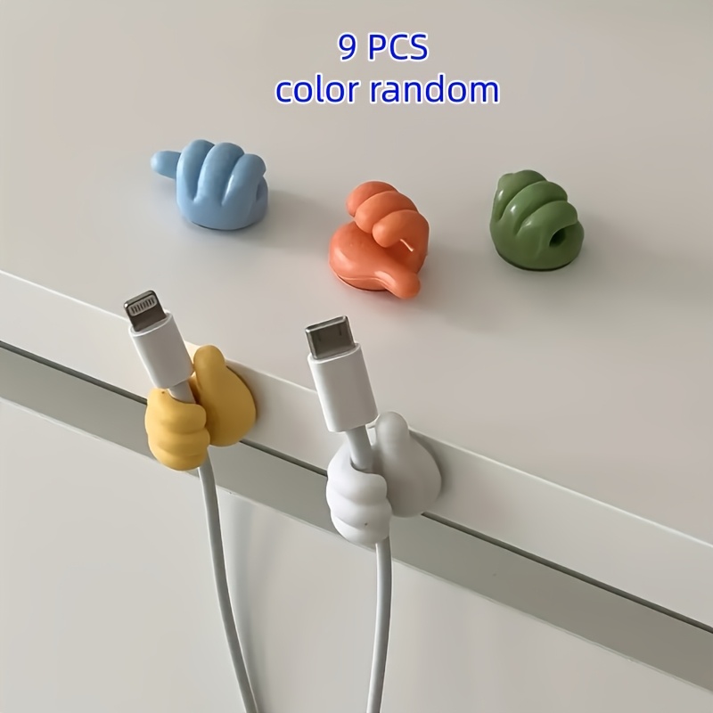 5-Piezas / 9-Piezas Organizadores en Forma de Pulgar, Colores Aleatorios, Clips Ligeros para Gestión de Cables en Escritorio, Ganchos Adhesivos Sin Taladro, Ideales para Organización de Escritorio, Almacenamiento en el Hogar, Perfectos para Electrodomésticos de Cocina y Accesorios de Dormitorio