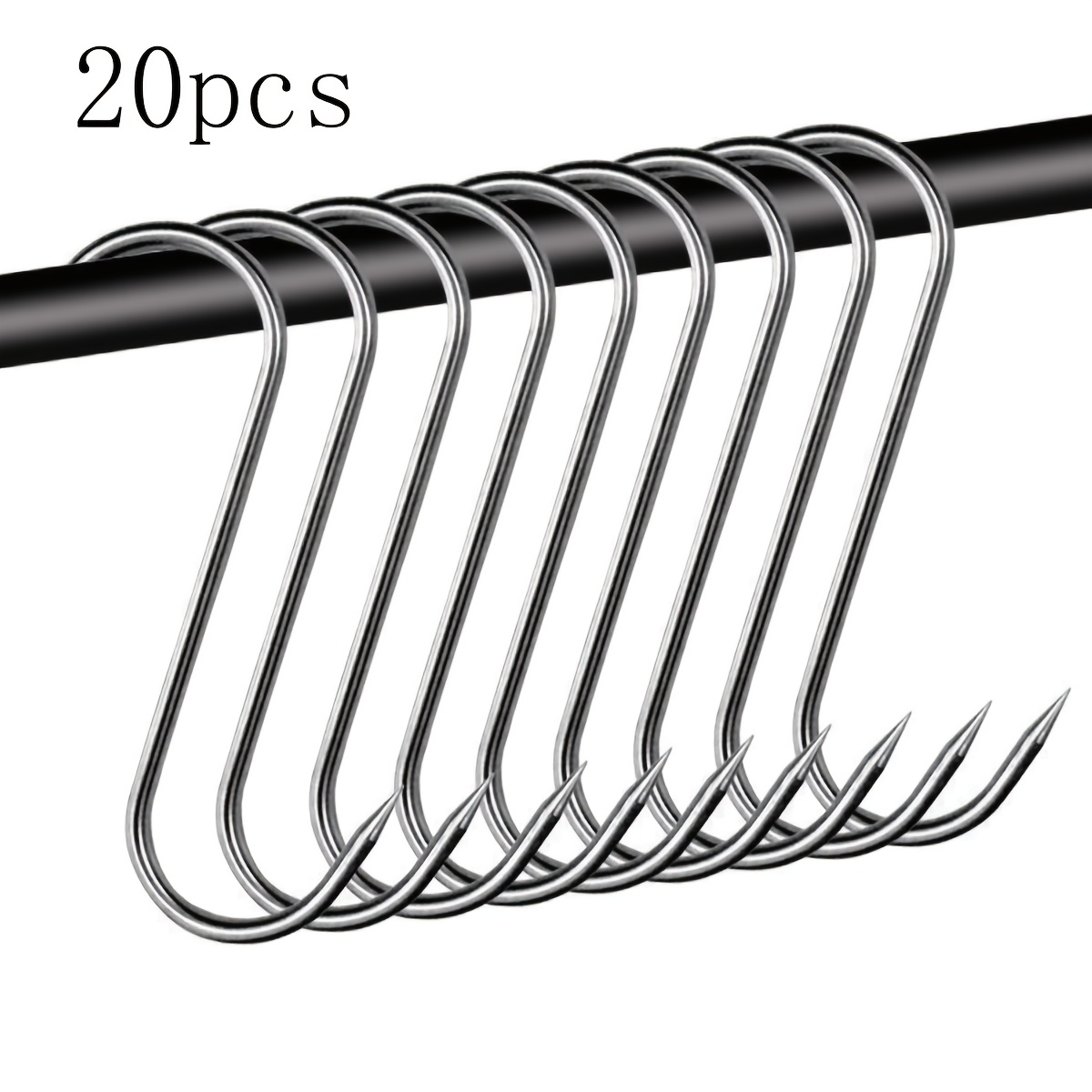 

20pcs Stainless Steel S-hook For Hanging Meat, Fish, Sausage, And Poultry - Contemporary Design, Wall-mountable,