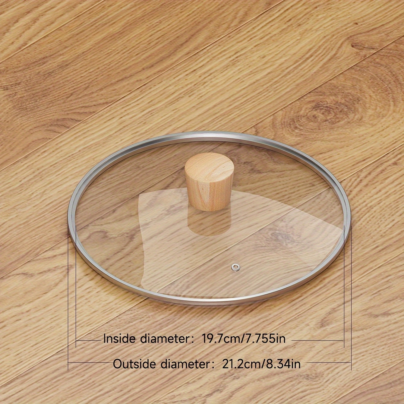 Image of 1pc Durable Tempered Glass Pot Lid - Transparent, Thick & Sturdy With Stainless Steel Handle For Milk, Soup & Snow Pans - In 16cm, 18cm, 20cm, 22cm Sizes