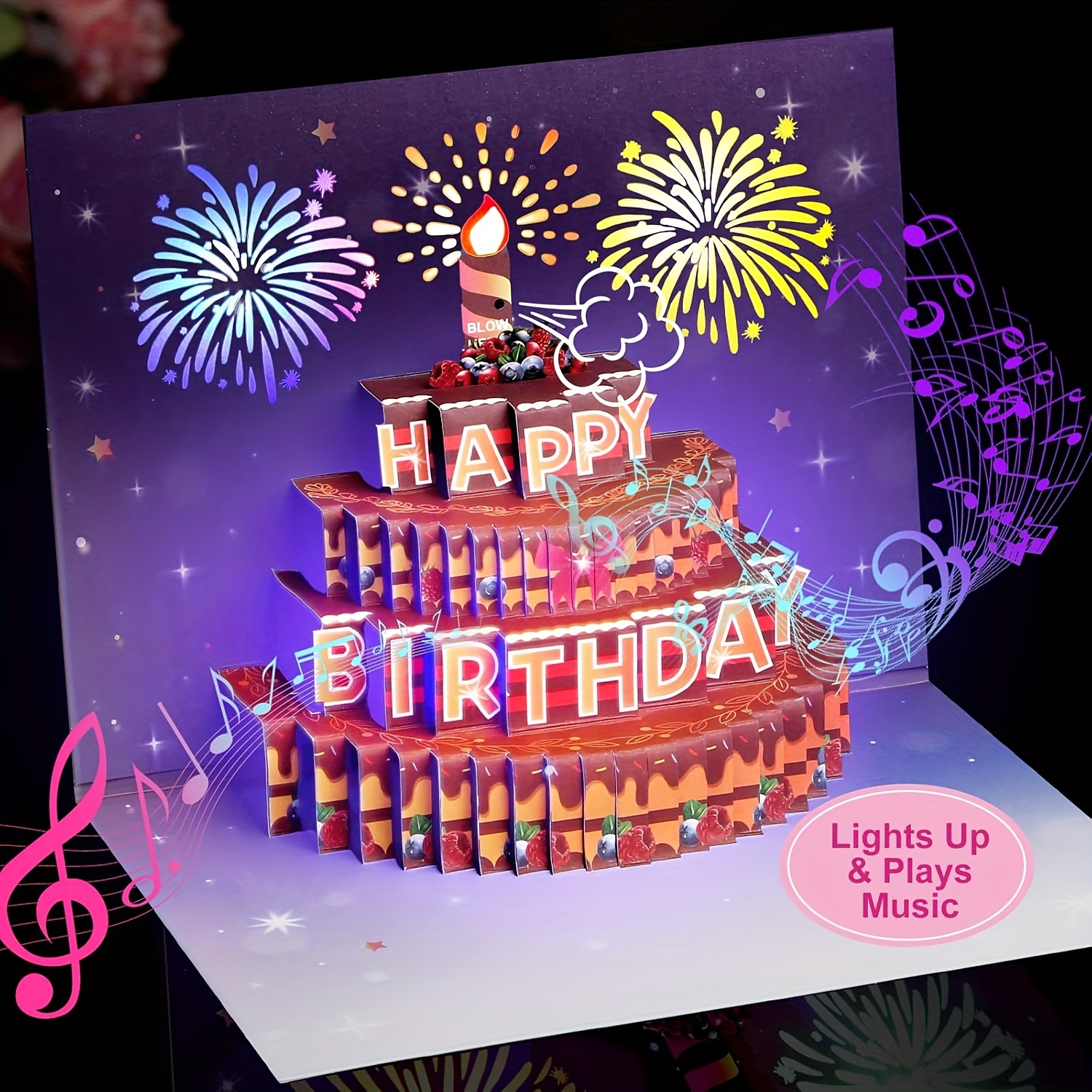 

1pc 3d Pop-up Card With Light And Music, Personalized Love Themed Greeting Card For Anyone, English Text, Special Features: Music & Pop-