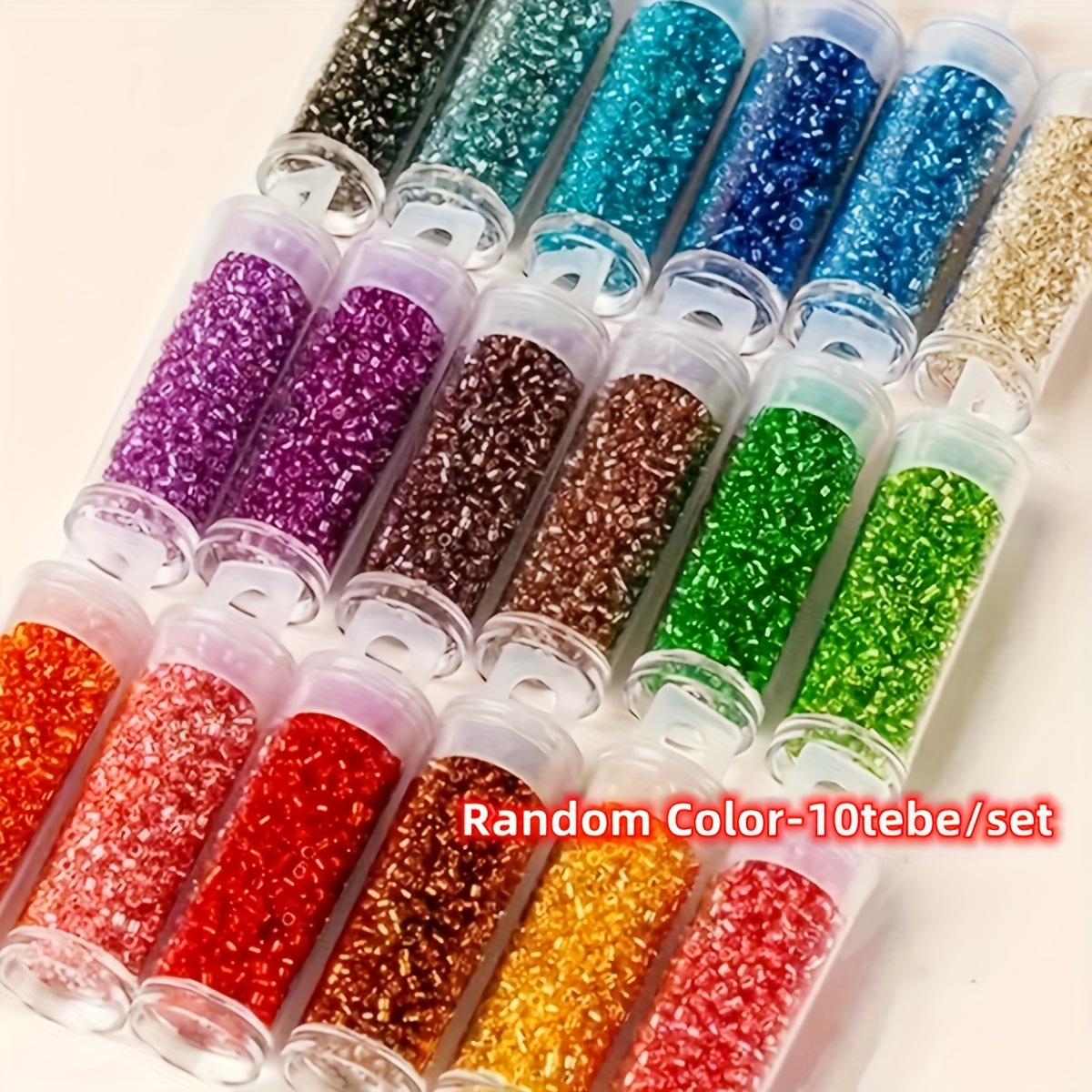 

Bohemian Style Glass Beads For Jewelry Crafting - 10 Tubes, 2mm With Metallic Lining, Ideal For Embroidery & Handmade Accessories, Mixed Colors