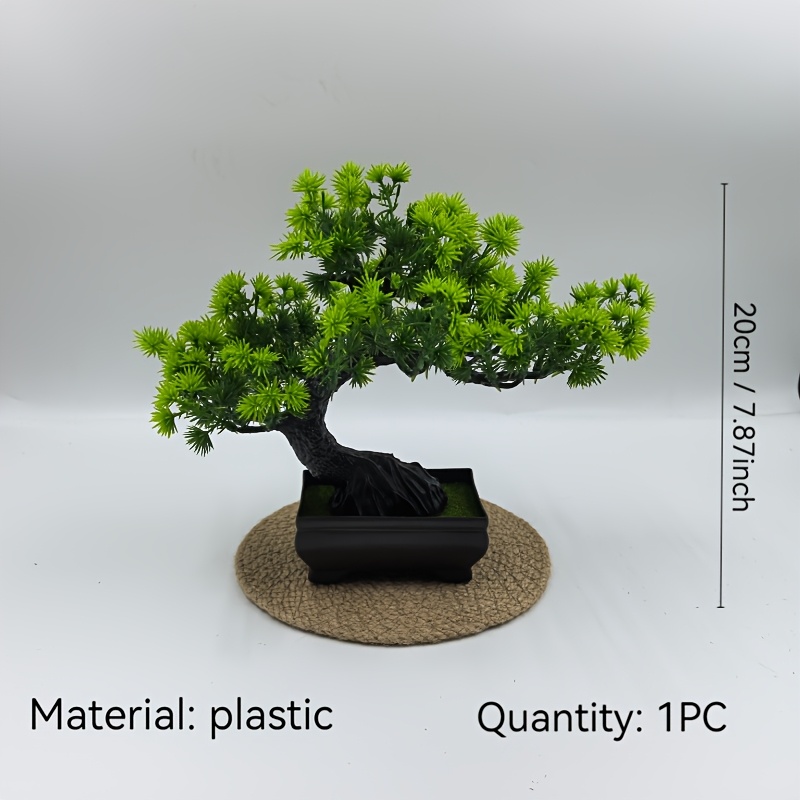 TEMU 1pc Pine Artificial Potted Plant Bonsai Ornament, Suitable For Indoor Desktop Home Decor, Ideal For Bedroom, Living Room, Office And Bathroom