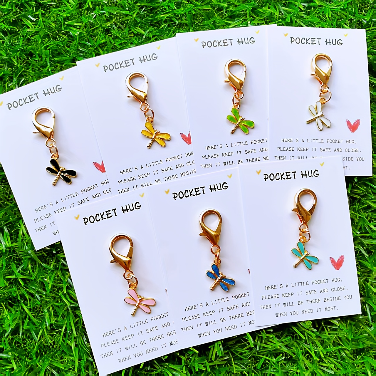 Image of 7/ Dragonfly Keychain - Alloy Keychain With Pocket Hug Card, Carry - Ideal Gift For , Family, | Inspirational Encouragement Keepsake, Best Holiday Gift, Design