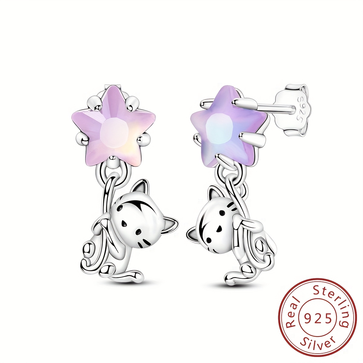 1 Pair Of 925 Silver Cute Earrings