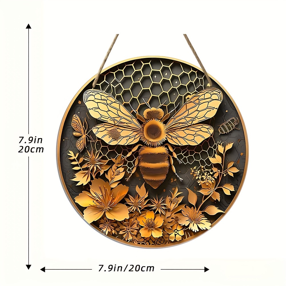 1шт Круглый Деревянный Подвесной Знак, Пчела И Соты Деревянная Подвесная  Доска, Входная Дверь Крыльцо Гостиная Спальня Домашнее Украшение,  Деревенский ...