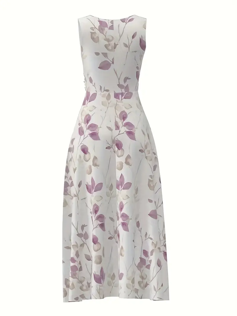 womens elegant v neck sleeveless a line dress floral print semi sheer lightweight fabric breathable versatile for casual to formal occasions attire medium fabric Product details 2