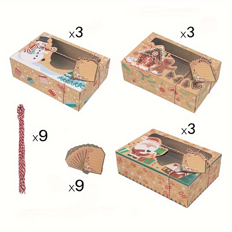 TEMU 27-pack Wooden Christmas Gift Boxes Pvc Window - & Containers For Favors, No Electricity