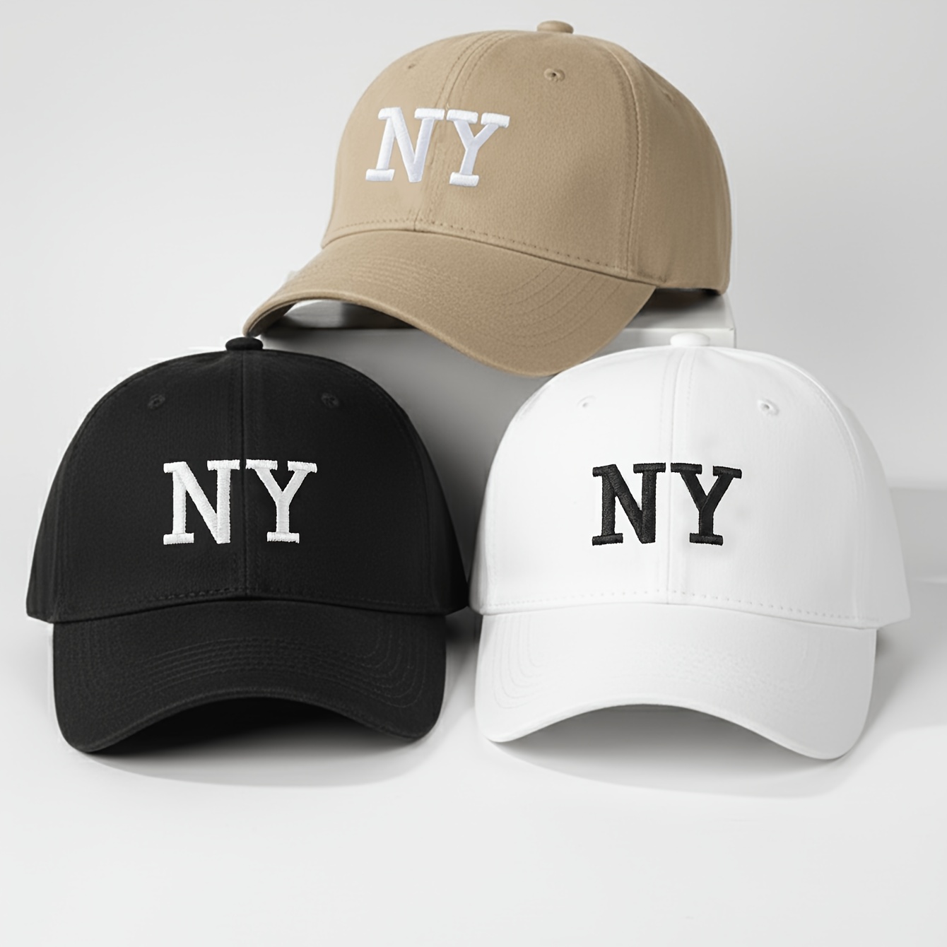 TEMU 3pcs Embroidered "ny" Letter Adjustable Baseball , Casual Hat Suitable For Spring Autumn Travel Beach Vacation, Y2k Style For Adults