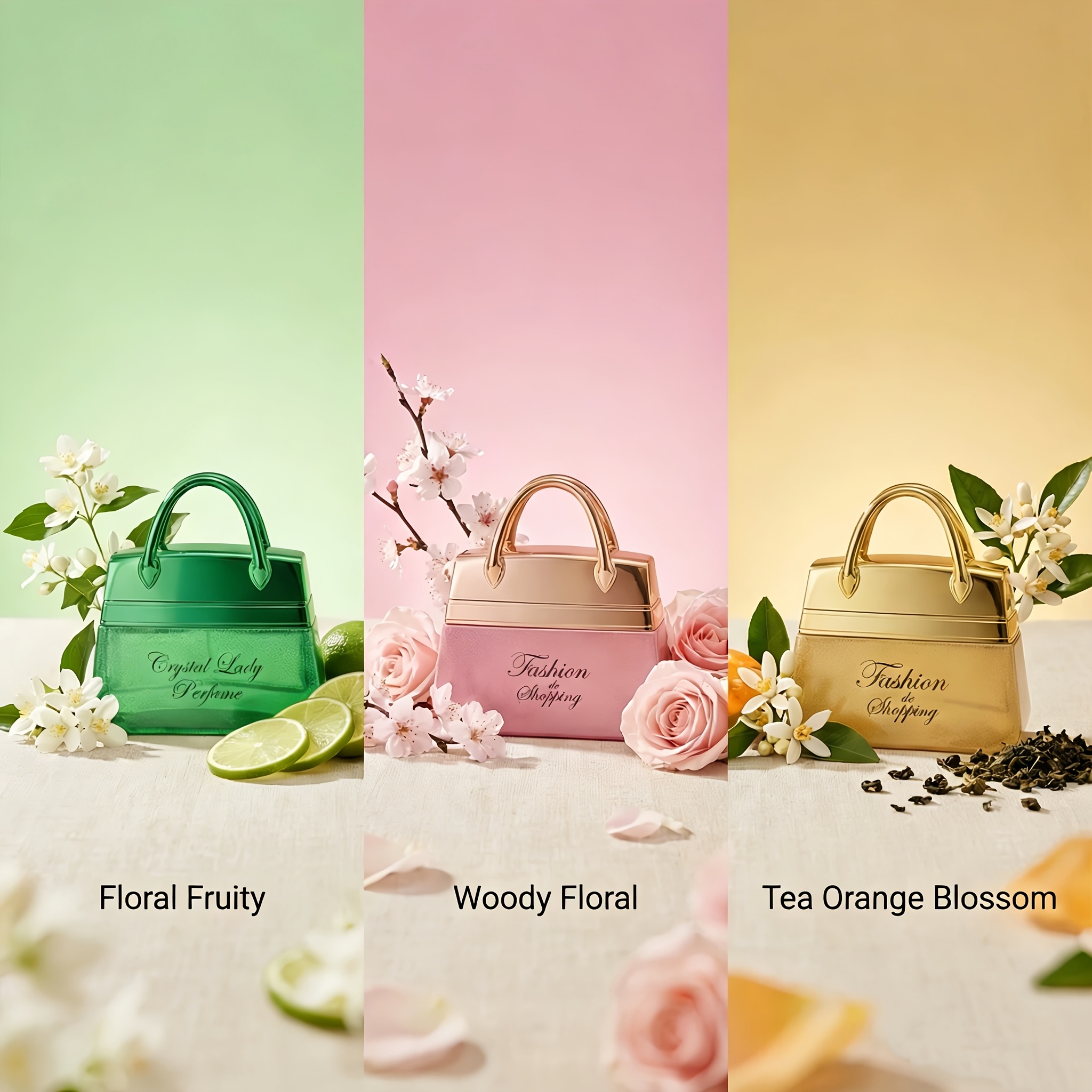 3-pack Fashion Handbag Shaped Women's Perfume | Floral, & Fruity Notes, Spring Vibe, Ideal For Personal Use Or Gifting On Christmas, Valentine's Day, New Year And Other Festivals
