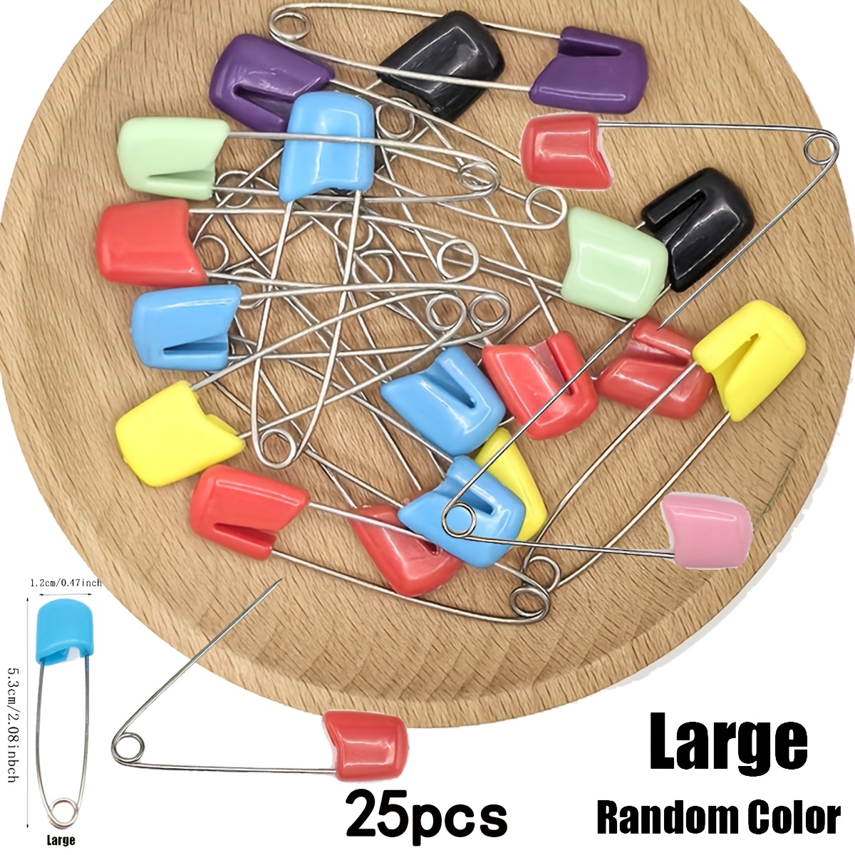 TEMU 25/50 Pack Colorful Safety Pins, 2.1 Inch Stainless Steel Locking Pins, Durable Secure Pins For Cloth Diapers, Bibs, Sewing, Quilting, Craft
