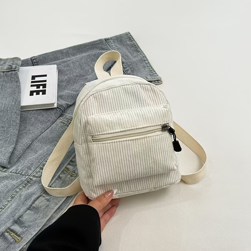 TEMU Mini Backpack For Women, Korean Style Small Corduroy Forest Series Double Shoulder Bag, Mature Versatile College Style Women's Bag, High- Phone