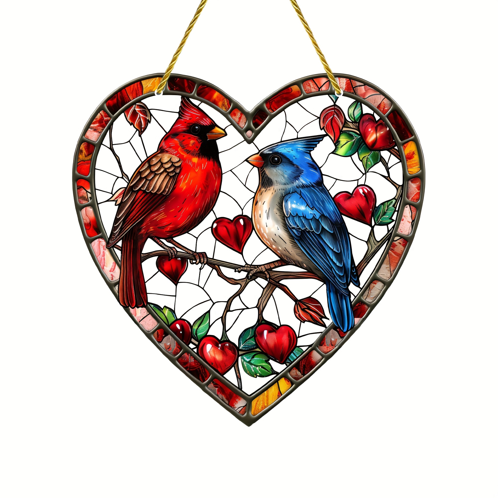 

Catholic Heart-shaped Suncatcher - 8"x8" Stained Glass Look, Acrylic Window Hanging For Home & Garden Decor, Perfect For Valentine's Day & Housewarming Gifts