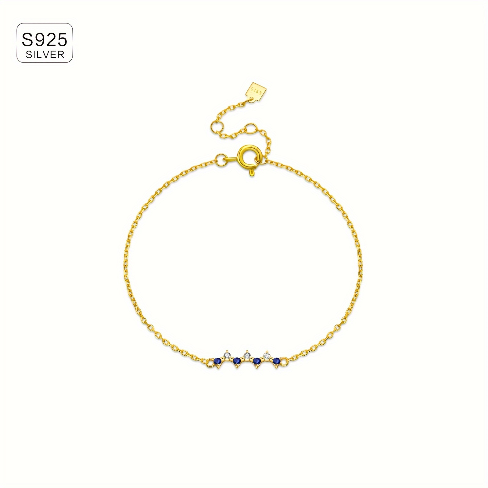 Golden Plated CZ Sterling Silver Bracelet for Women