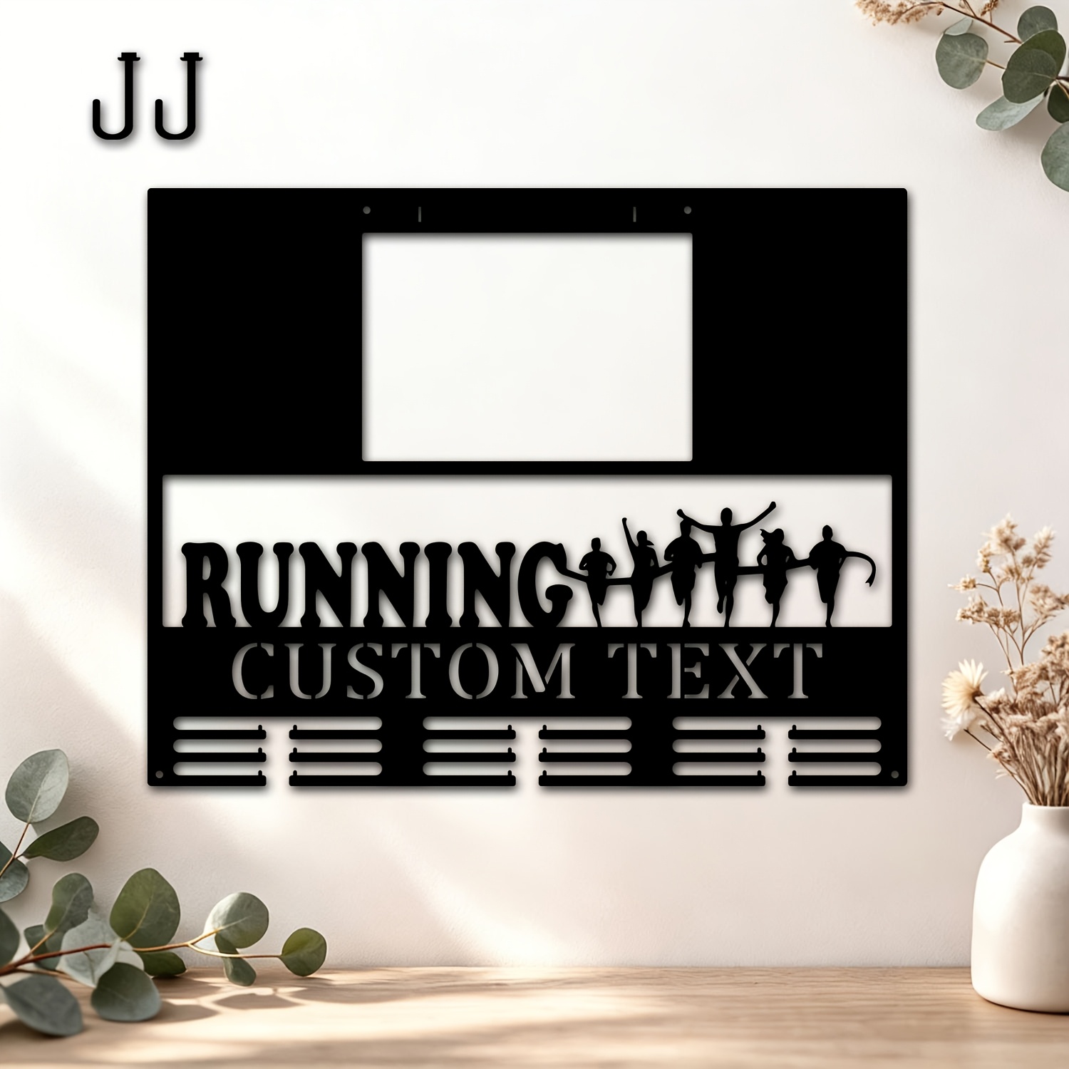 TEMU [custom] Personalized 15.75inch And Bib Display - Running - Personalized Medal Hanger With Write-on Board - Wall Mount Metal Award Rack For