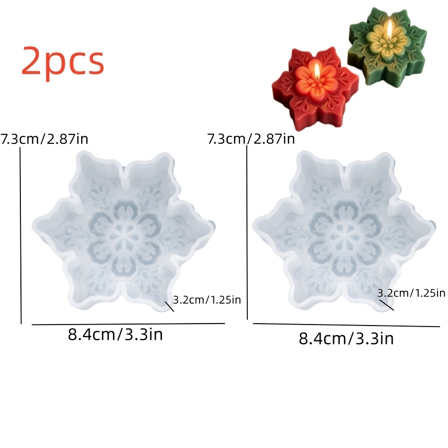 TEMU 2pcs Silike Lufei Diy Reusable Silicone Mold Suitable For Resin & Wax, Snowflake Candle Making Molds With Snowflake-shaped Cavity, Christmas
