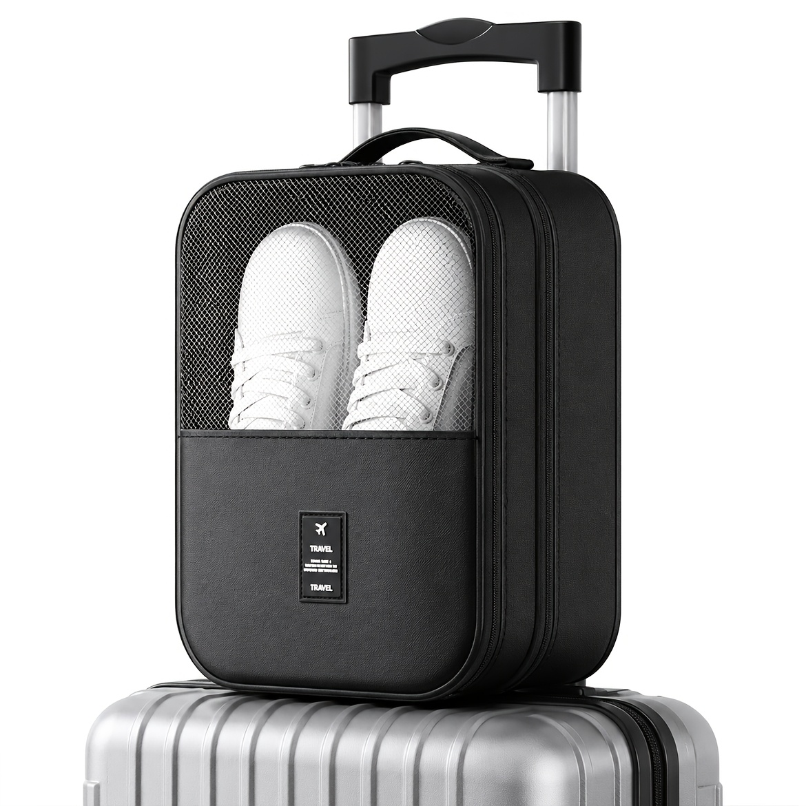 TEMU Travel Shoe Storage Box With High Capacity - Accommodates 3 Pairs Of Shoes, Durable Dustproof And Breathable Storage With Comfortable Handle,