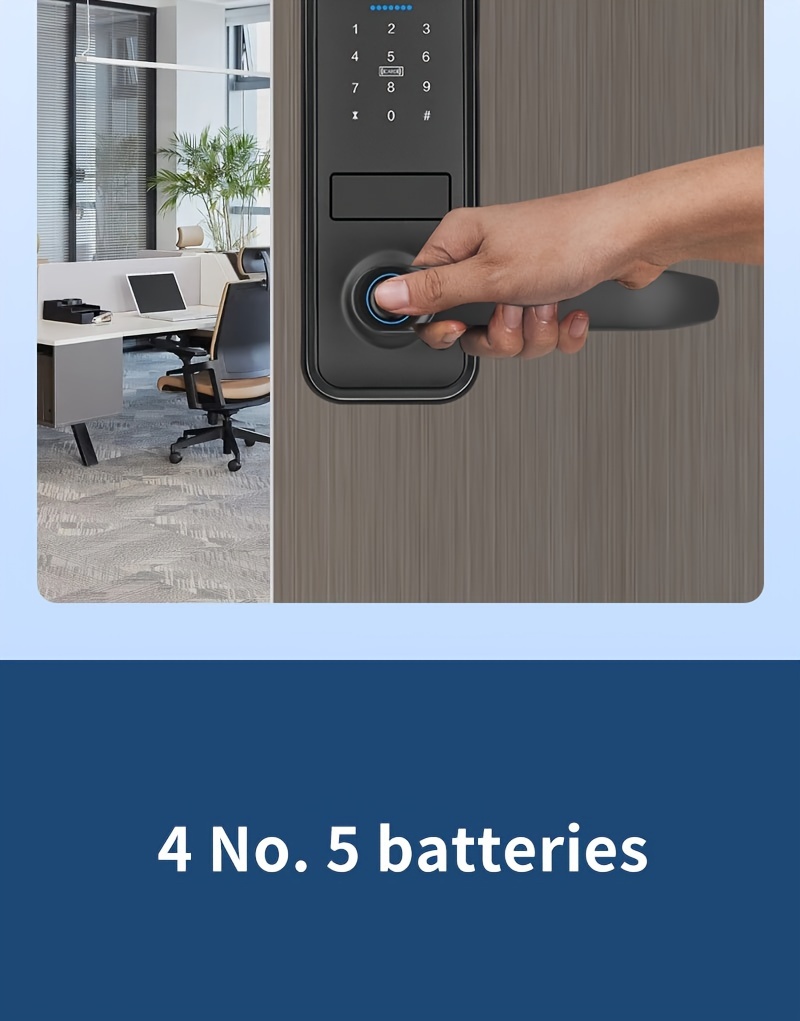 Puerta Electrónica Inteligente TUYA con Huella Digital - Cerradura Multifunción, Fácil Instalación