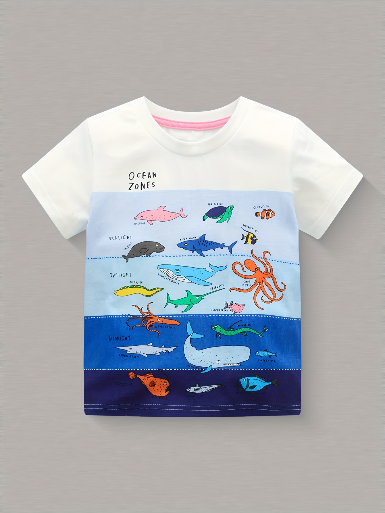 Boys Cartoon Marine Life Print Casual Cotton Short Sleeve - Temu