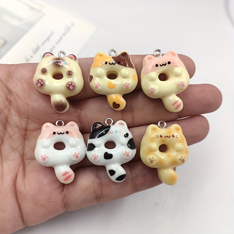 

10pcs Cute Kawaii Puppy & Cat Resin Charms - Flatback Animal Pendants For , Keychains & Earrings