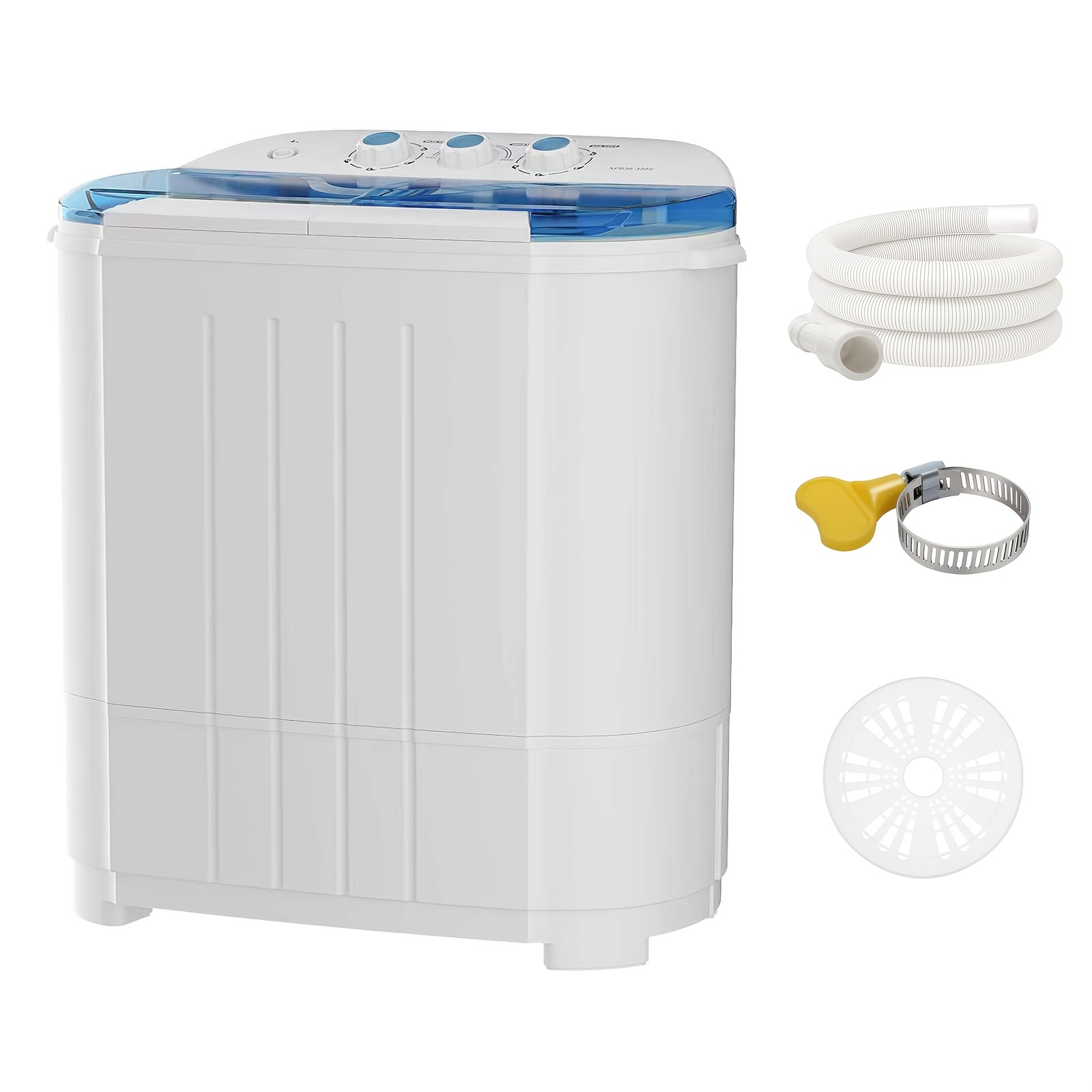 14.5Lbs Semi-Automatic Compact Twin Tub Washer Spinner Combo (9.5Lbs Wash And 5Lbs Spin), Portable Washing Machine for Small Spaces, Apartment, Dorm, RV, Camping And Travel