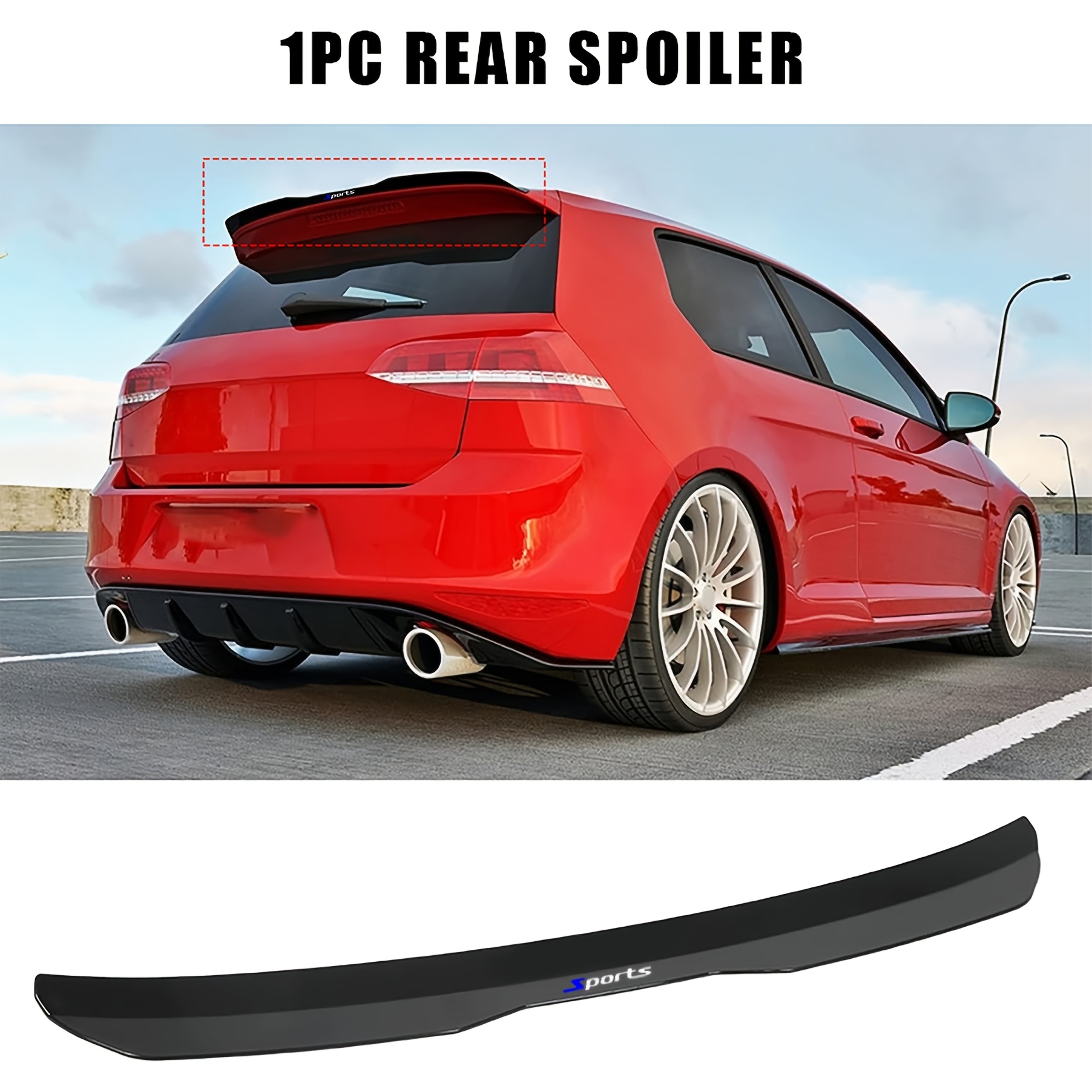 TEMU 1pc Universal para Techo con Diseño , Ala Trasera Especial para Vehículos de Viaje Hatchback, Modificación Sin Perforación Ala Trasera Grande,