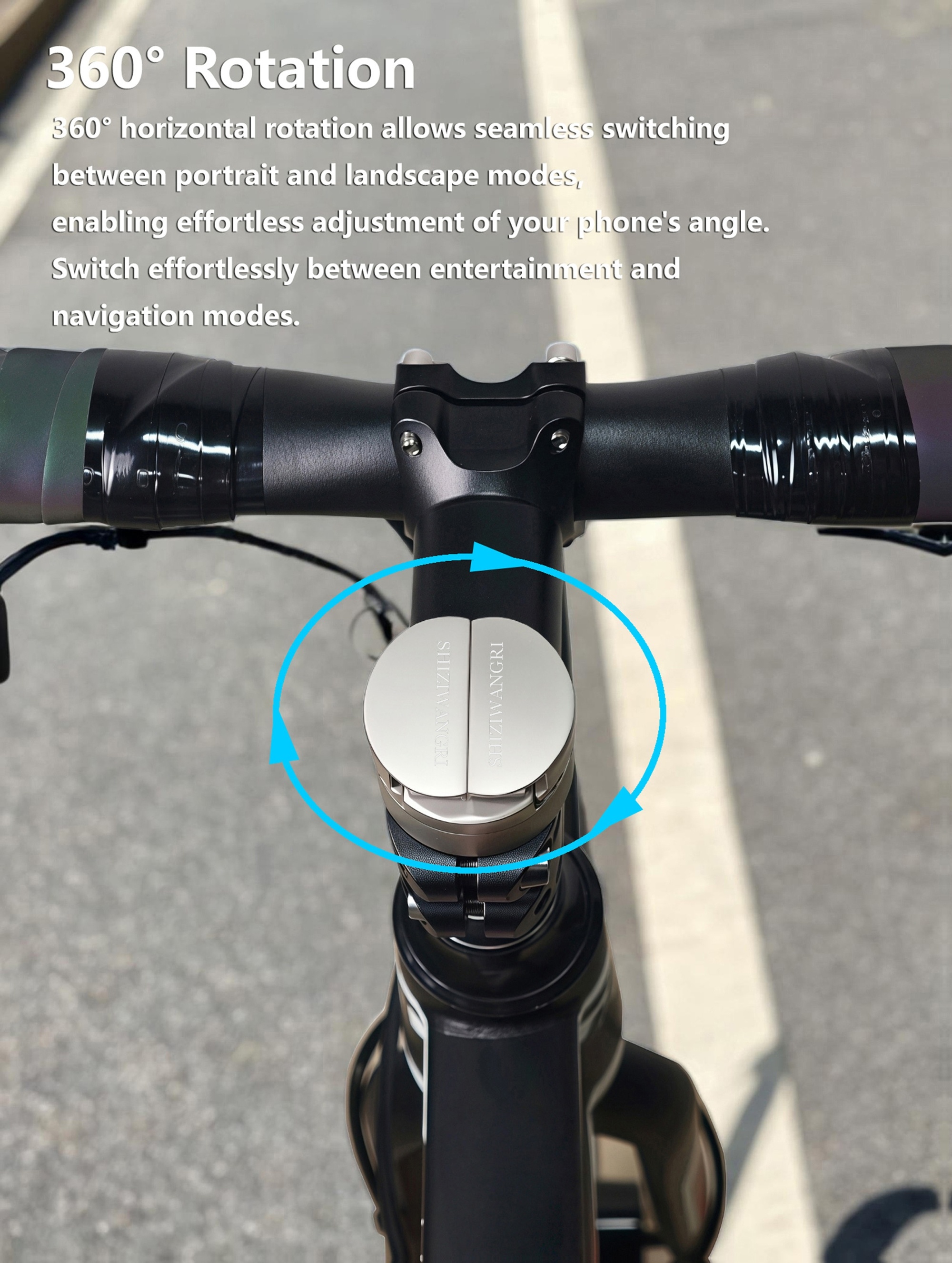SHIZIWANGRI Aluminum Alloy Invisible Bike Phone Mount 360° Rotation Bicycle Handlebar Cell Phone Holder Shockproof Soft Rubber Cycling Phone Stand for Road Mountain Bike