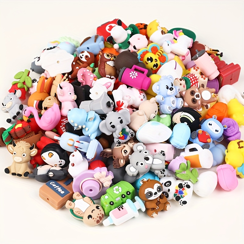 Image of 18/28pcs Random Style 3d Silicone Beads - Silicone Focus Beads, Random Different Styles, , Beads For Jewelry Making, Perfect For Diy Beaded Pens, Necklaces Etc Handmade Crafts Decorative Beads