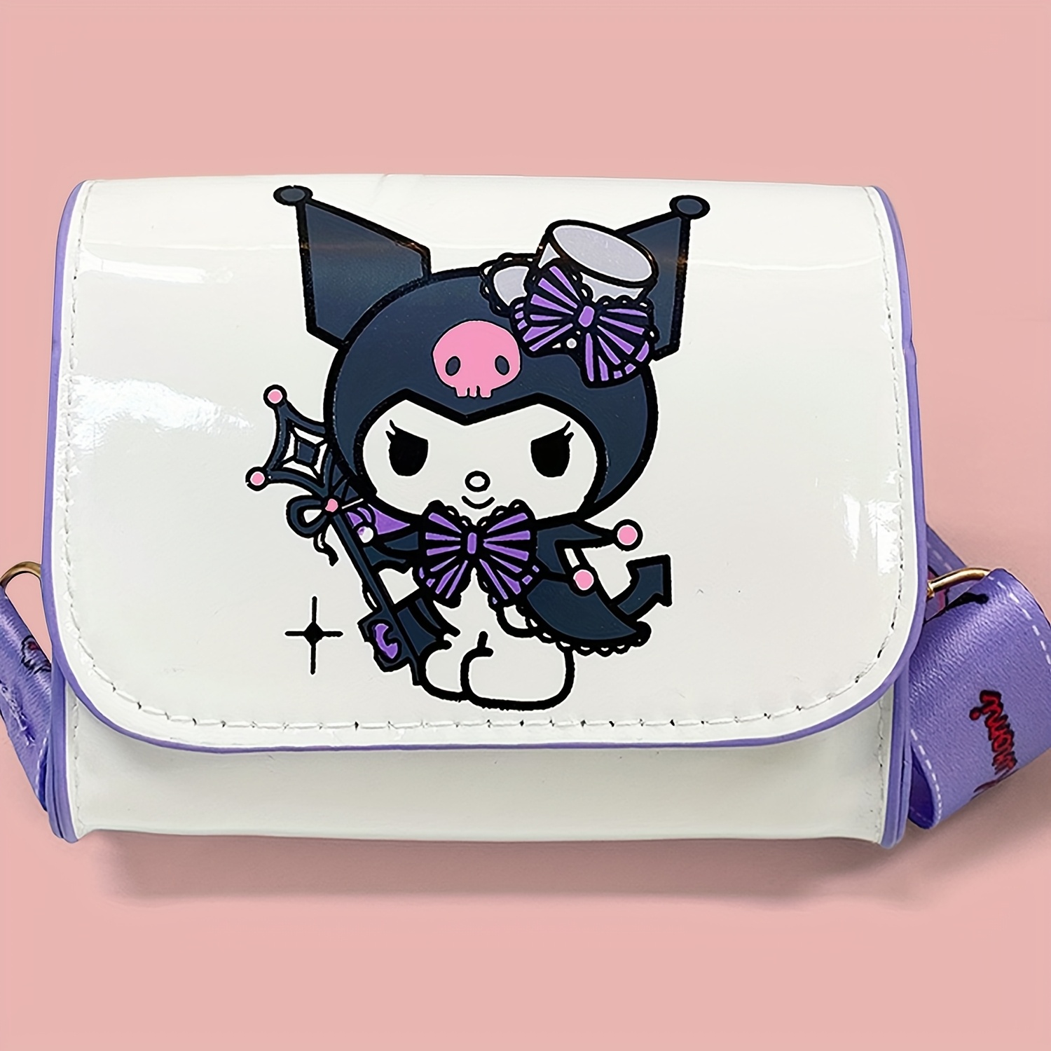 

Sanrio Kuromi Crossbody Bag For Girls - Cute Cartoon Design, Waterproof & Stain-resistant Leather, Lightweight With Adjustable Strap, Magnetic Closure, Ideal For Daily Use, Small Crossbody Bag