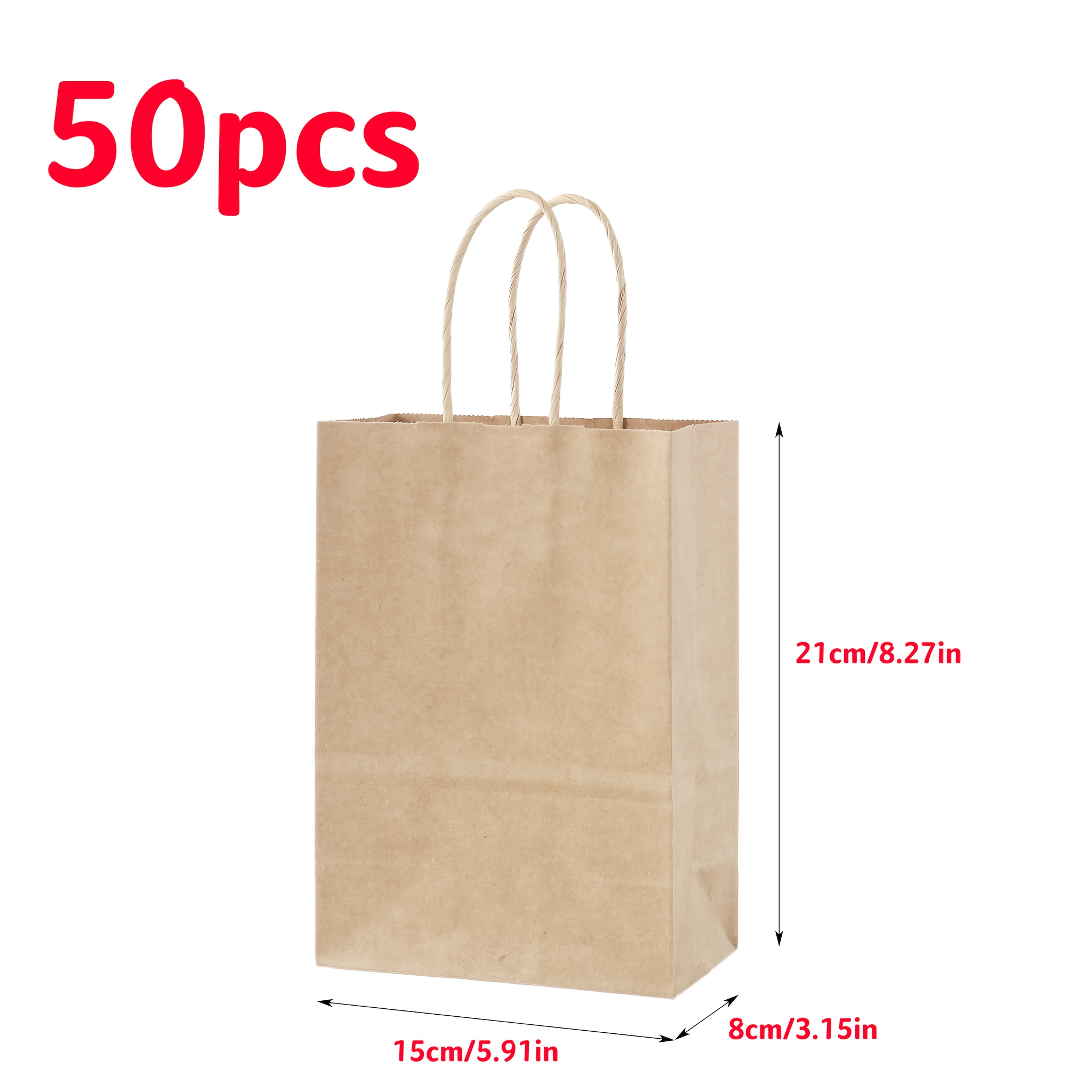 TEMU 50pcs Brown Paper Bags - Multipurpose Packaging For Retail, Business Meetings, Book Storage, Brand Promotions, Corporate Events, Gifts, Diy