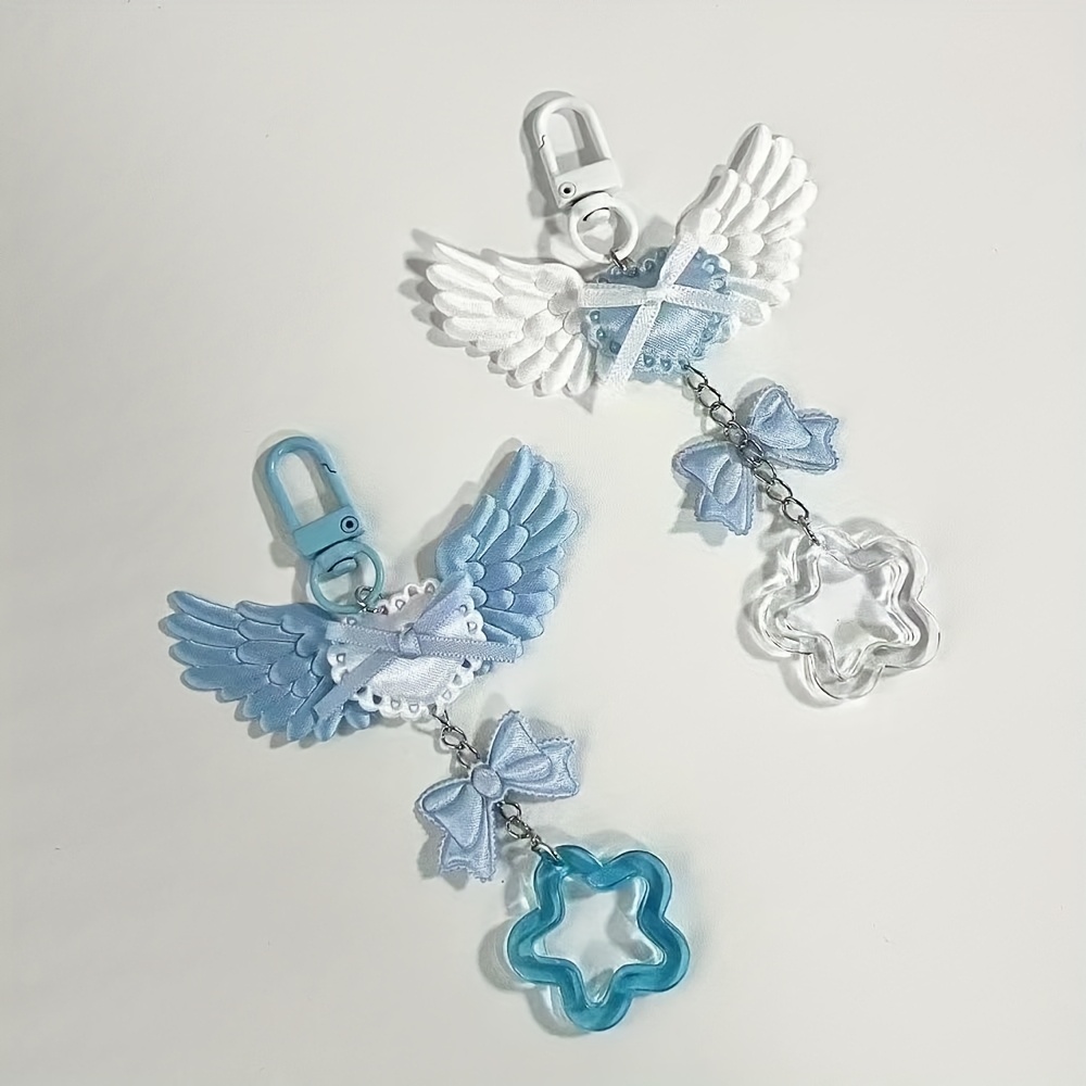White and Blue Love Pendant Keychain, Versatile Bag Accessory