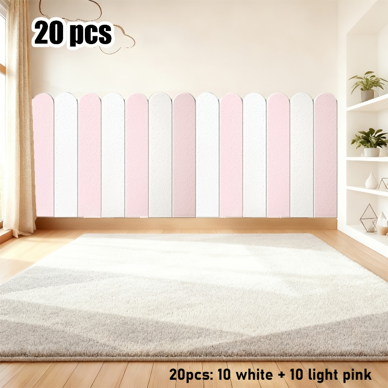 E-shop 20 Stück 3D-Schaumstoff-Wandpaneele (23,62x5,87 Zoll), verdickter Schaumstoff, selbstklebende stoßfeste Wandschürze, mehrfarbige Optionen,