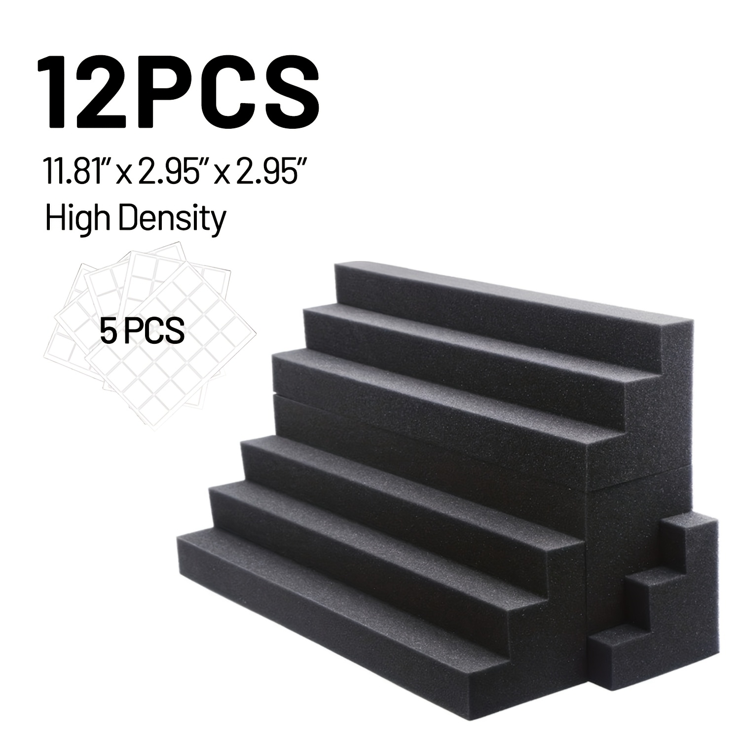 E-shop 12 Stück Trapezförmige Schallschutz-Wandpaneele, 11,81"x2,95"x2,95" Akustisch schallabsorbierende, schalldichte Paneele, mit doppelseitigem